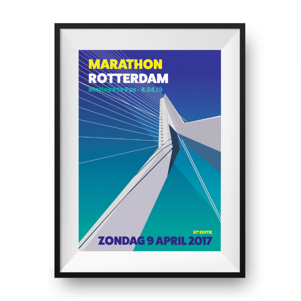 Special print Marathon Rotterdam - Erasmus Bridge