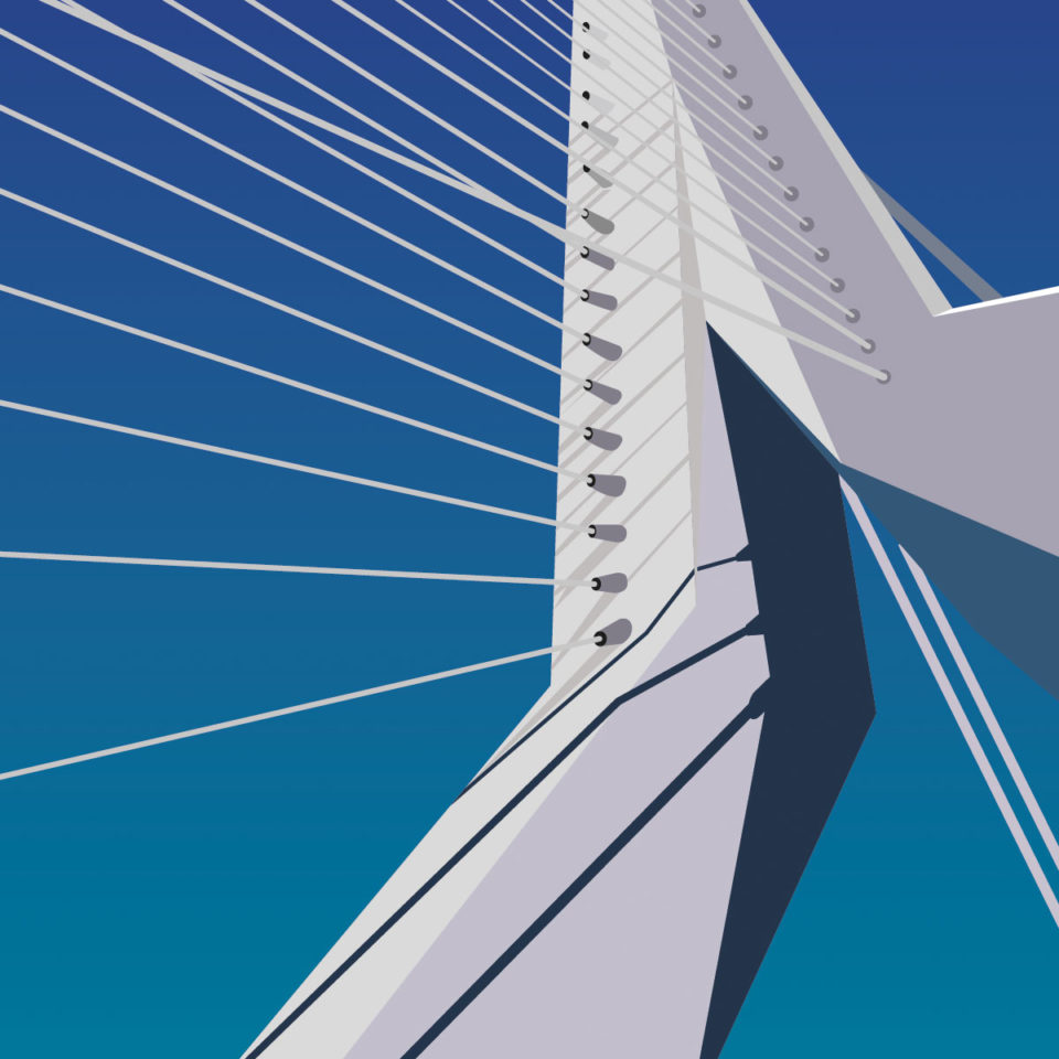 Special print Marathon Rotterdam - Erasmus Bridge