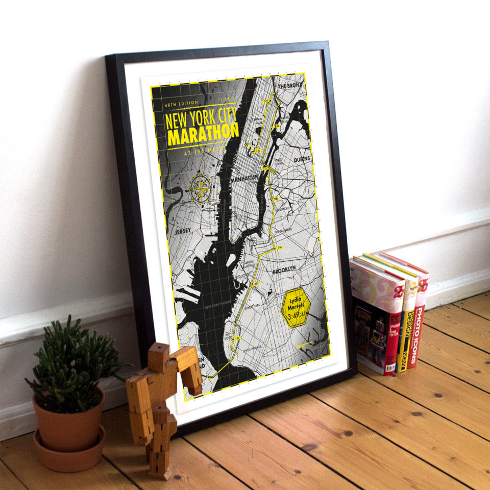 Druck New York City Marathon schwarz-gelb - Printmyrun