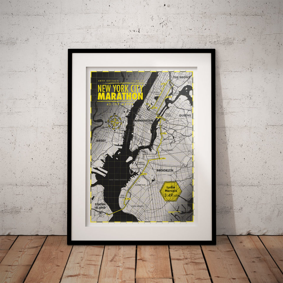 Druck New York City Marathon schwarz-gelb - Printmyrun