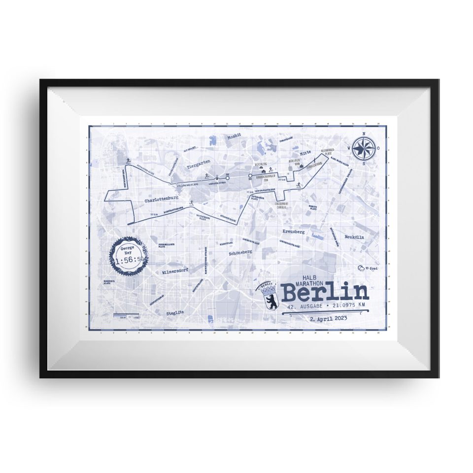 Berlijn Halve Marathon print Blauw